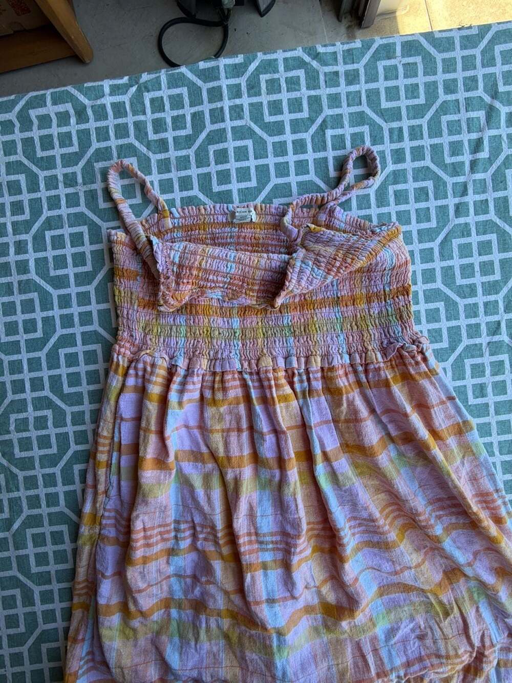 American Eagle Plaid Smocked Mini Dress